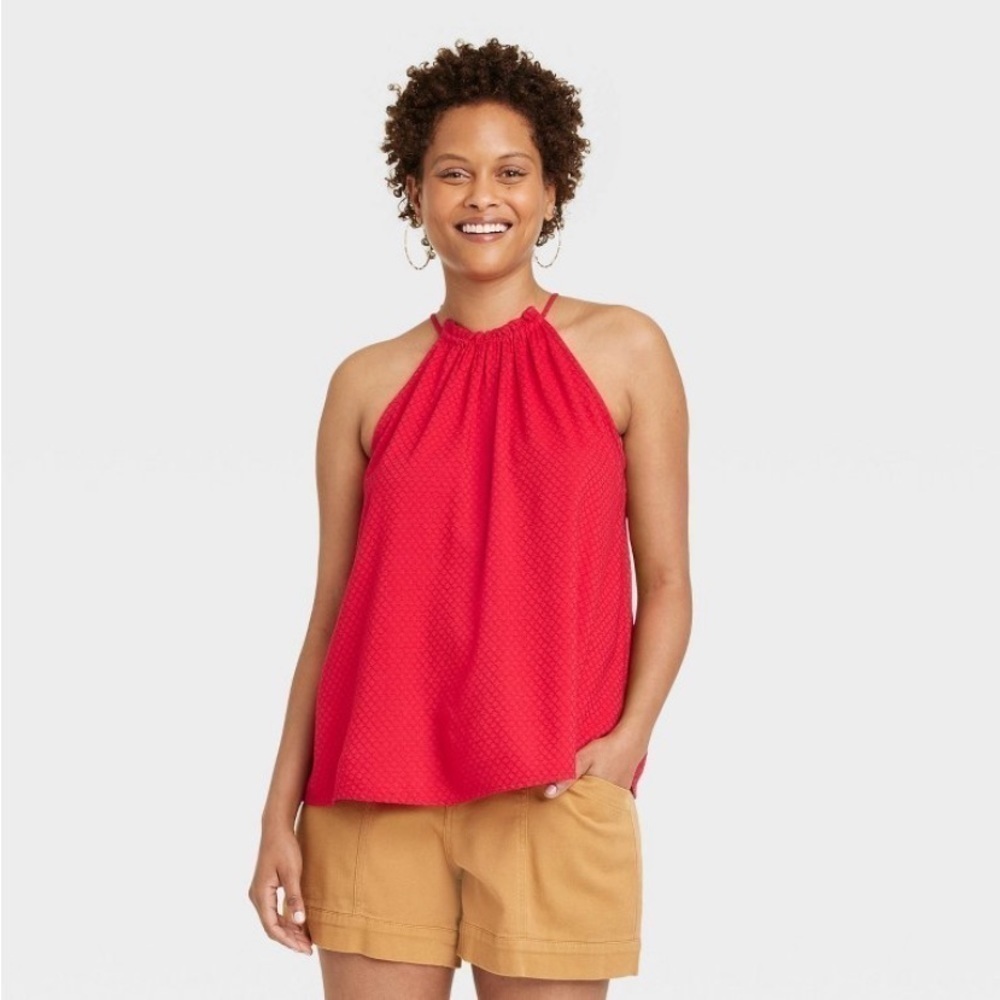 Women's Woven Halter Tank Top - Knox Rose
Red